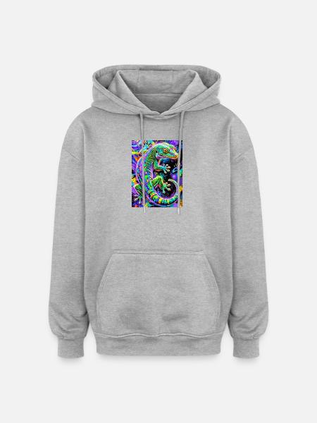 Gecko - Oversized Unisex Hoodie - heather grey