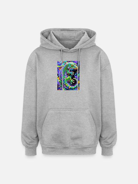 Gecko - Oversized Unisex Hoodie - heather grey