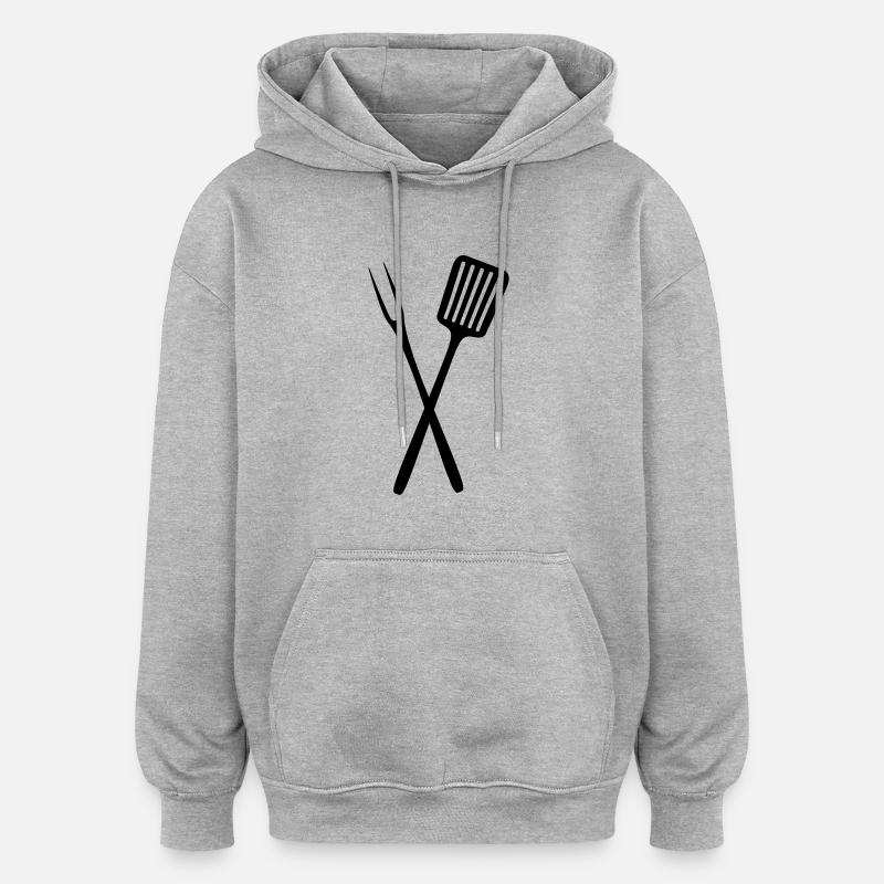 Grillbesteck - Oversized Unisex Hoodie - Grau meliert