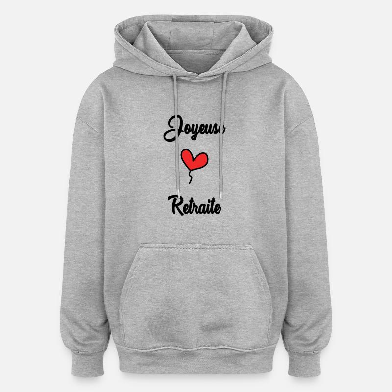 RETRAITE - Sweat à capuche oversize unisexe - gris chiné