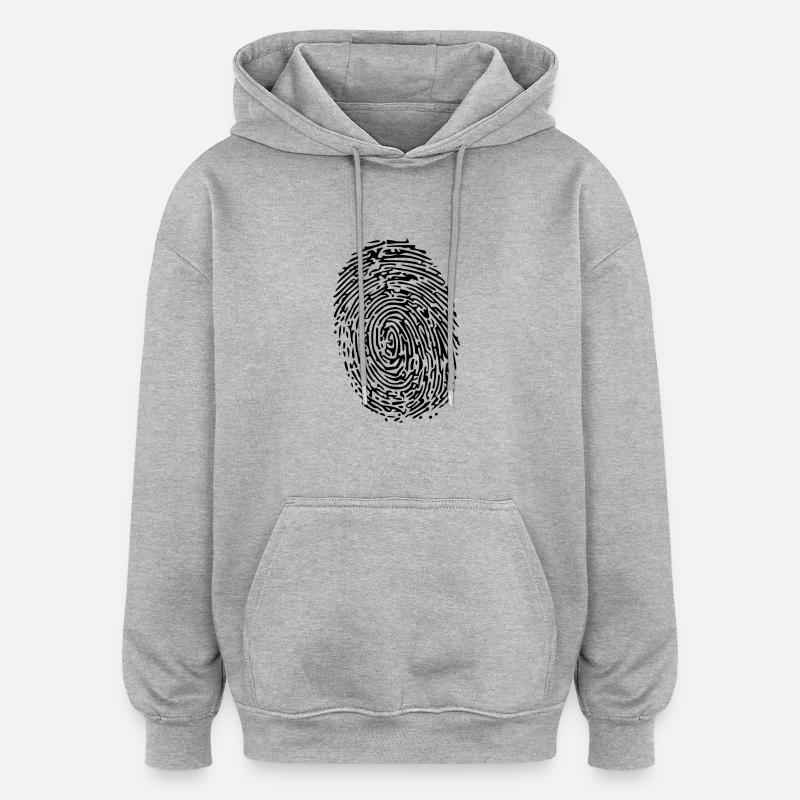 empreinte digitale - Sweat à capuche oversize unisexe - gris chiné