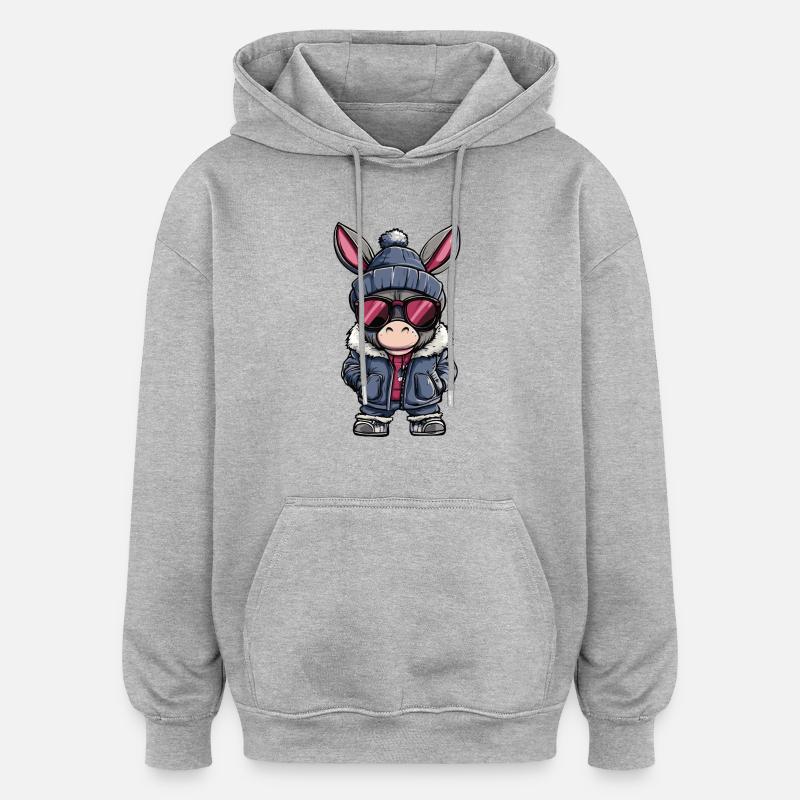 L’hiver des ânes - Sweat à capuche oversize unisexe - gris chiné