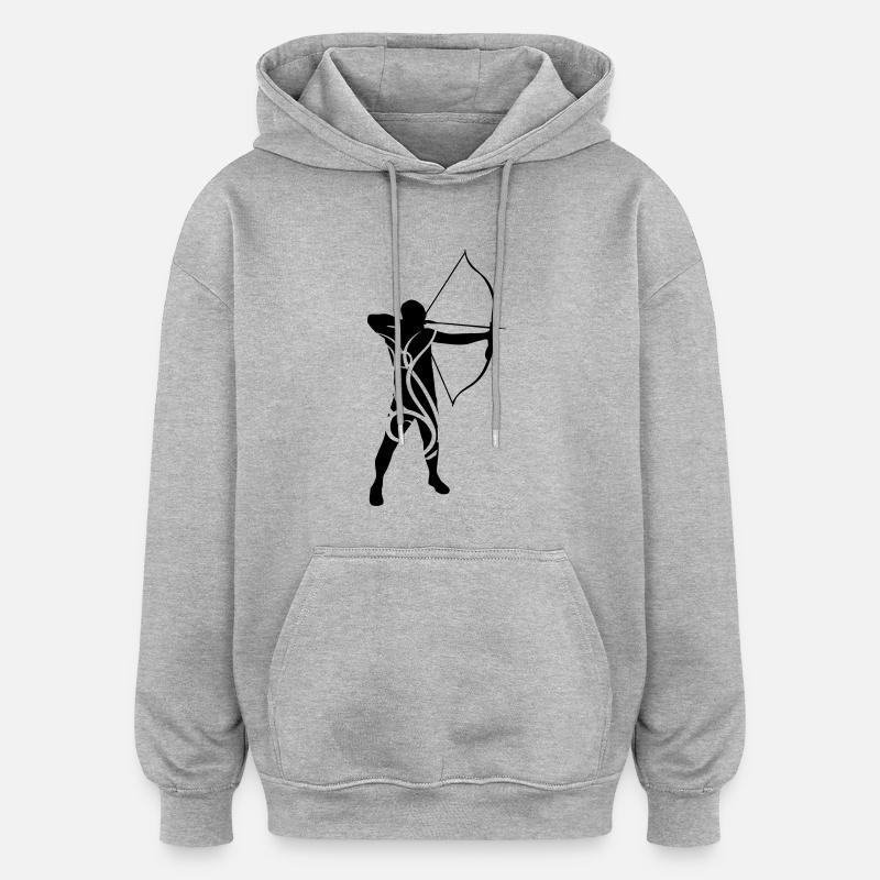 Tir à l'arc de tribal mâle - Sweat à capuche oversize unisexe - gris chiné