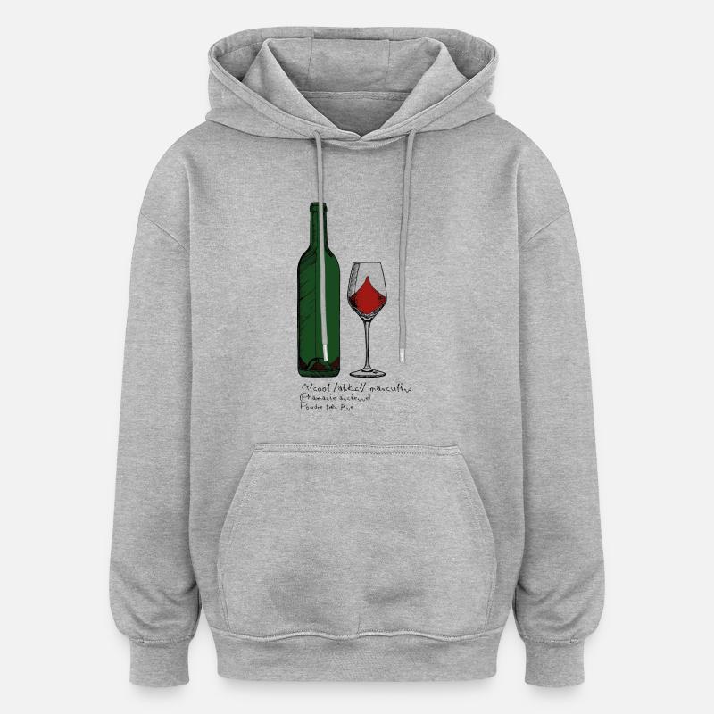 Farbe Wein - Oversized Unisex Hoodie - Grau meliert