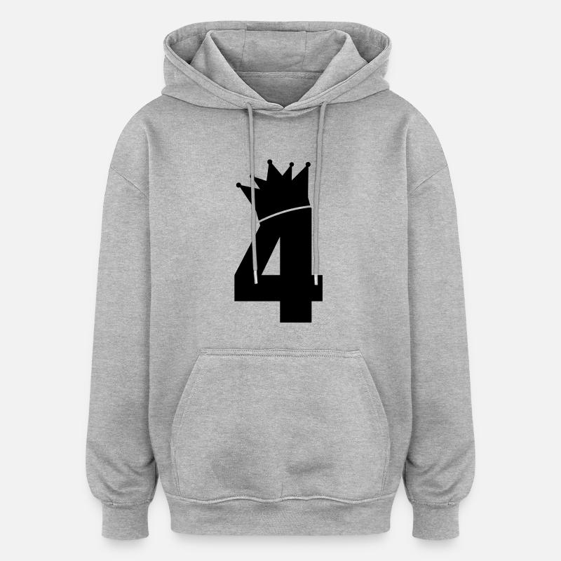 4_krone_f1 - Sweat à capuche oversize unisexe - gris chiné