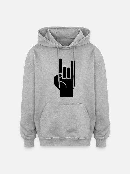 Rock and roll hand eu - Oversized Unisex Hoodie - heather grey