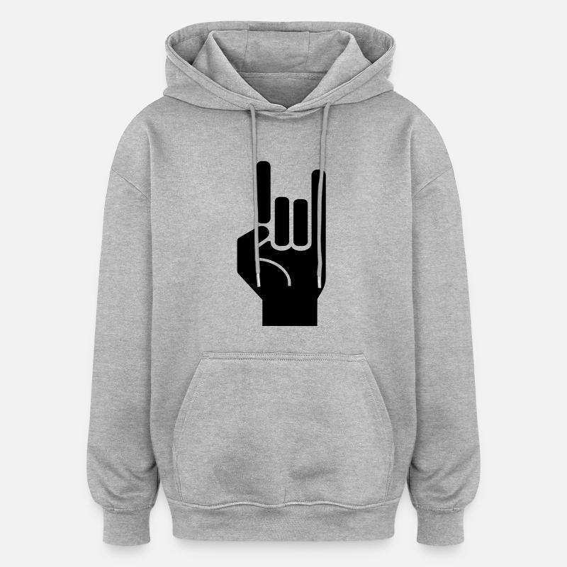 Rock and roll hand eu - Oversized Unisex Hoodie - heather grey