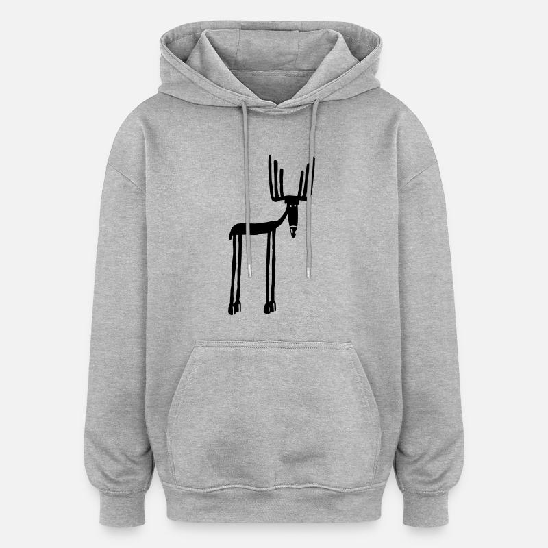 Elch - Oversized Unisex Hoodie - Grau meliert