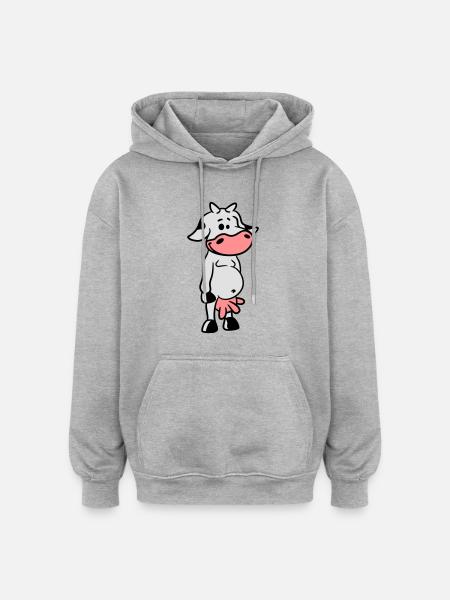 Petite vache douce mignonne - Sweat à capuche oversize unisexe - gris chiné