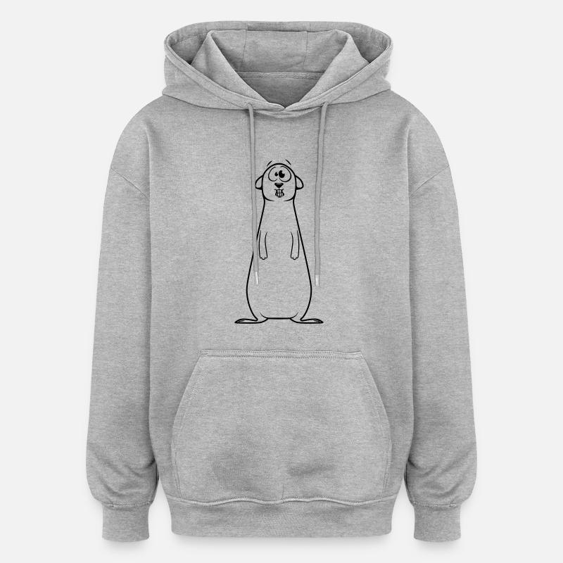 Suricates maladroit drôle - Sweat à capuche oversize unisexe - gris chiné