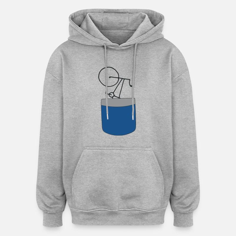 vélo - Sweat à capuche oversize unisexe - gris chiné