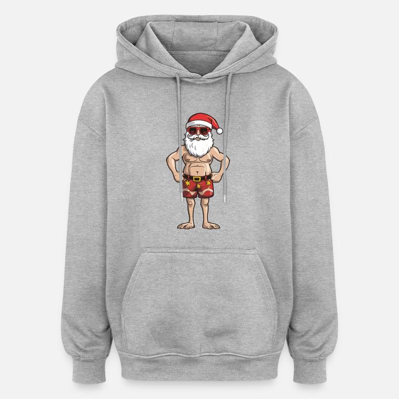 Plage Père Noël - Sweat à capuche oversize unisexe - gris chiné