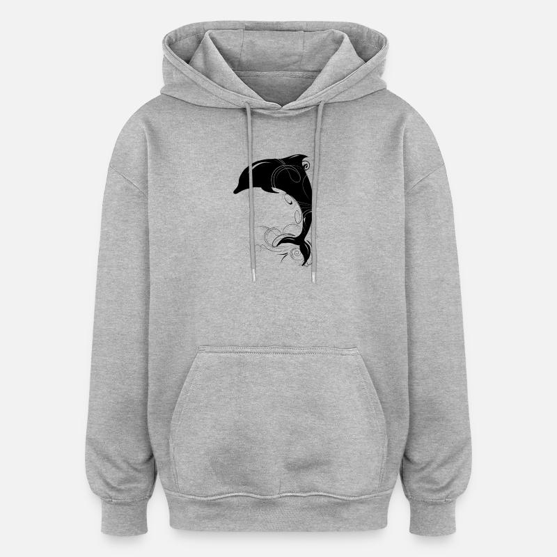 un saut de dauphin - Sweat à capuche oversize unisexe - gris chiné