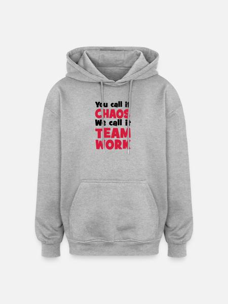 Teamwork - Oversized Unisex Hoodie - Grau meliert