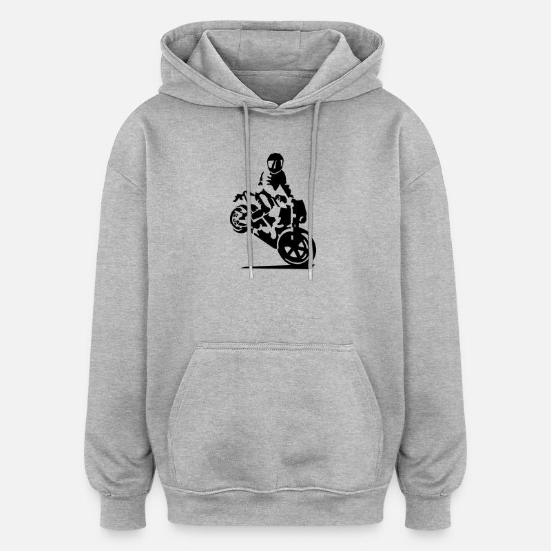 Moto cascade - Sweat à capuche oversize unisexe - gris chiné