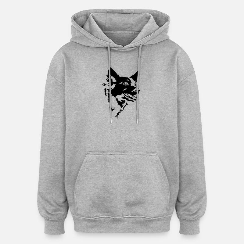 Tête de Mudi - Sweat à capuche oversize unisexe - gris chiné