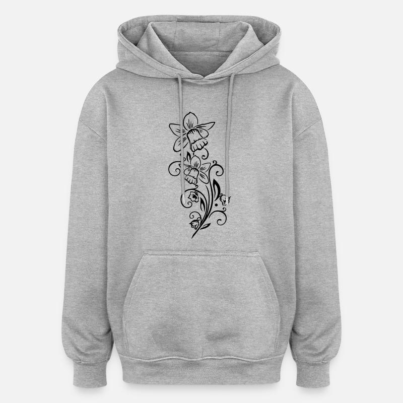 Cloches de Pâques Jonquilles Printemps - Sweat à capuche oversize unisexe - gris chiné