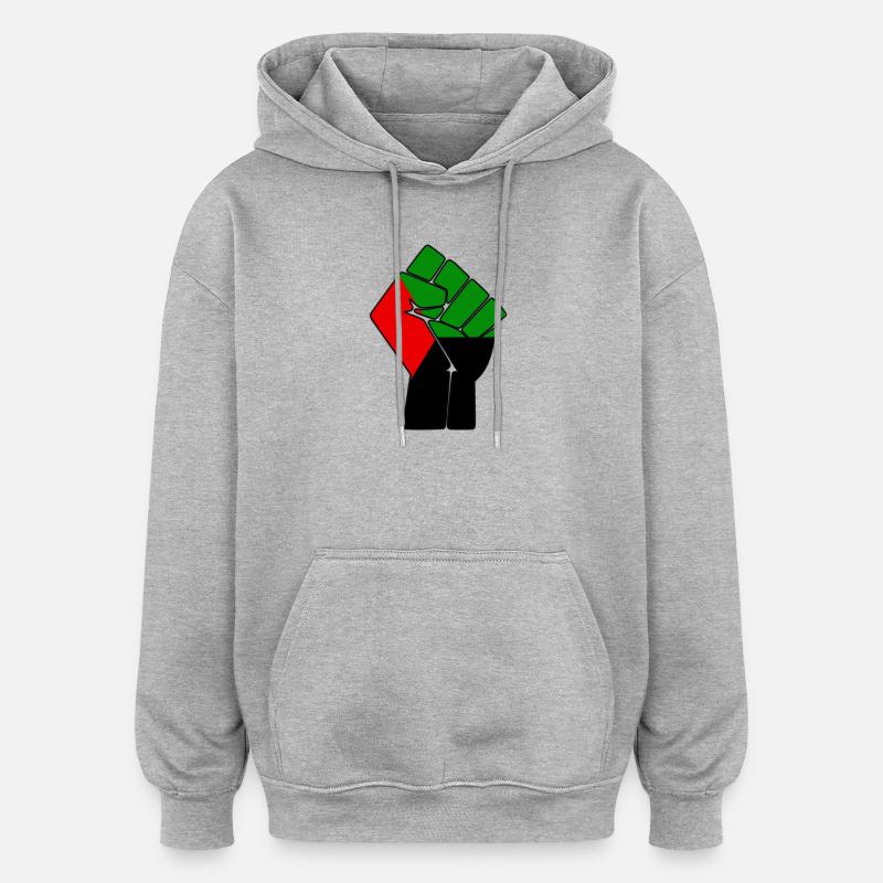 POING MADA - Sweat à capuche oversize unisexe - gris chiné