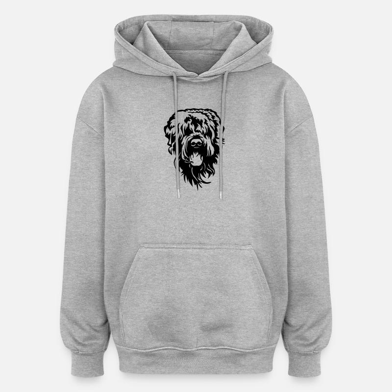 Tête de terrier russe - Sweat à capuche oversize unisexe - gris chiné