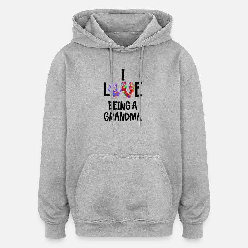 Oma Statement Großmutter Pensionistin Alte Frau - Oversized Unisex Hoodie - Grau meliert