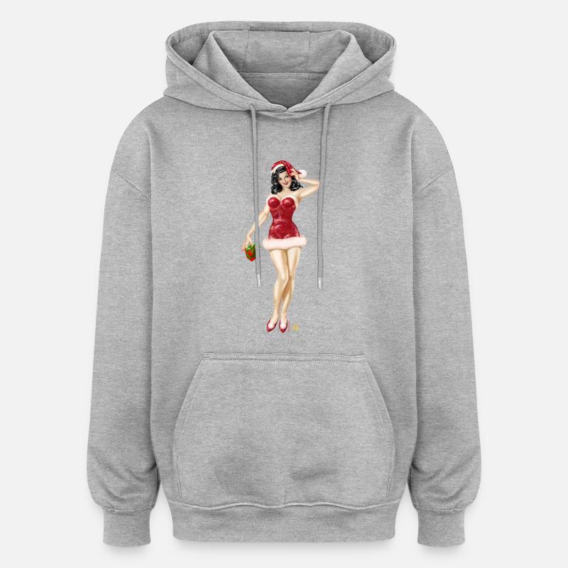 Père Noël - Sweat à capuche oversize unisexe - gris chiné