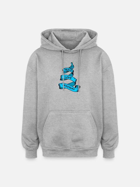 Peace love freedom blue - Oversized Unisex Hoodie - heather grey