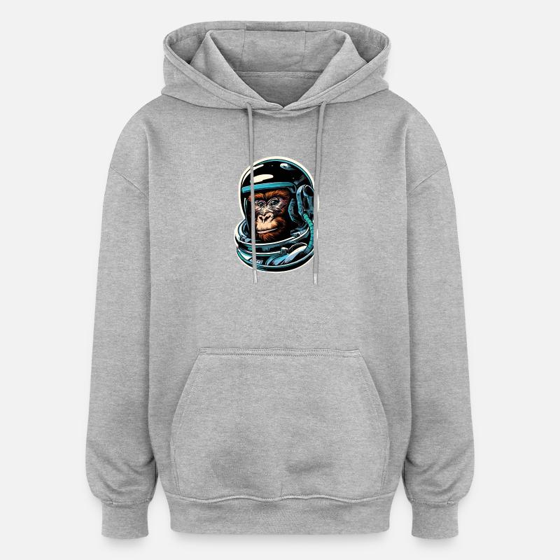 Weltraum-Affe - Oversized Unisex Hoodie - Grau meliert