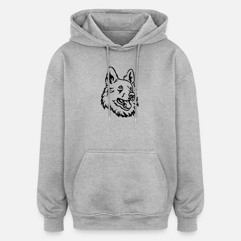 Schweizer Schäferhund Kopf - Oversized Unisex Hoodie - Grau meliert