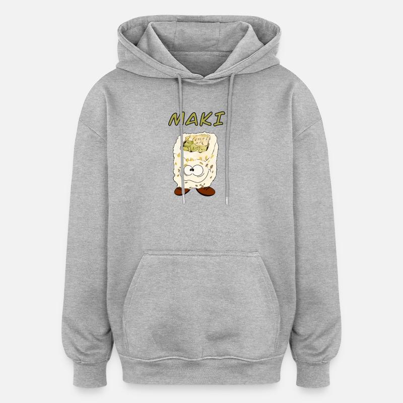 Maki style - Sweat à capuche oversize unisexe - gris chiné