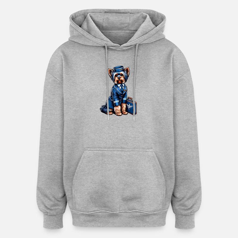 Hôtesse du Yorkshire Terrier - Sweat à capuche oversize unisexe - gris chiné