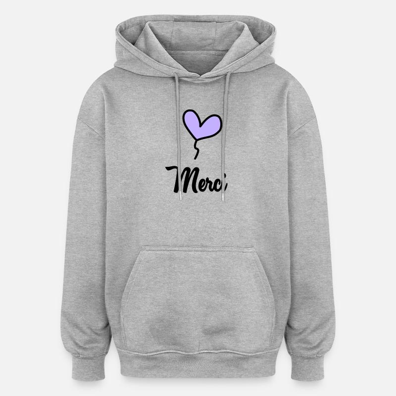 MERCI. MAÎTRESSE. MAÎTRE - Sweat à capuche oversize unisexe - gris chiné