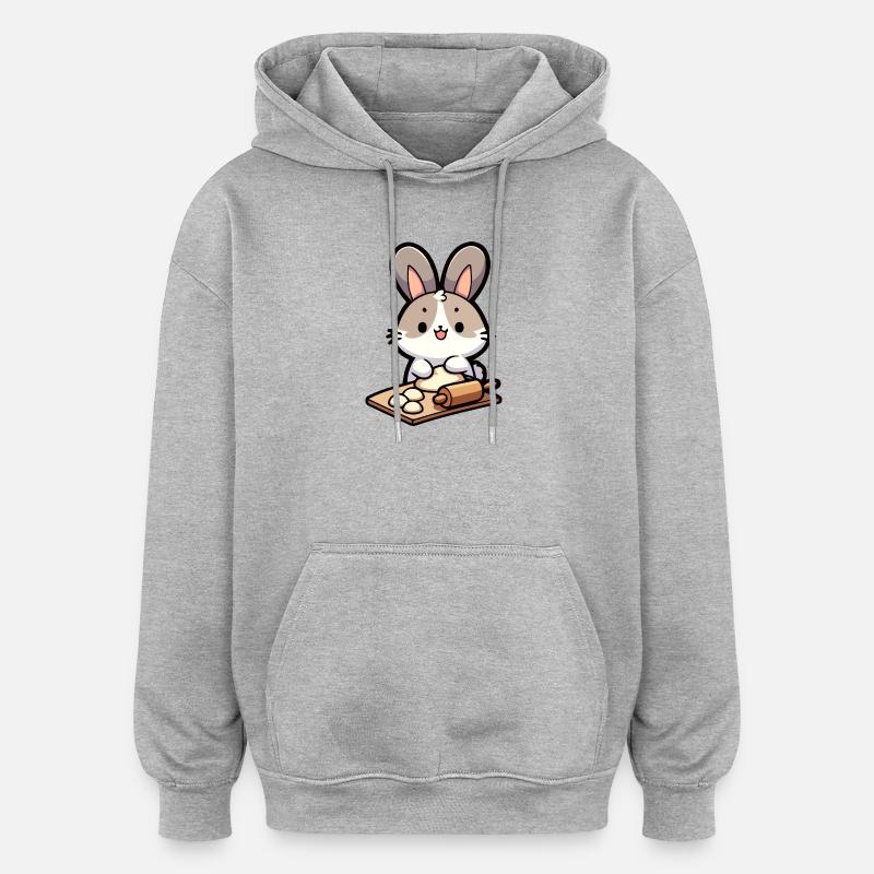 Bunny Baker: The Dough Delighter - Oversized Unisex Hoodie - heather grey