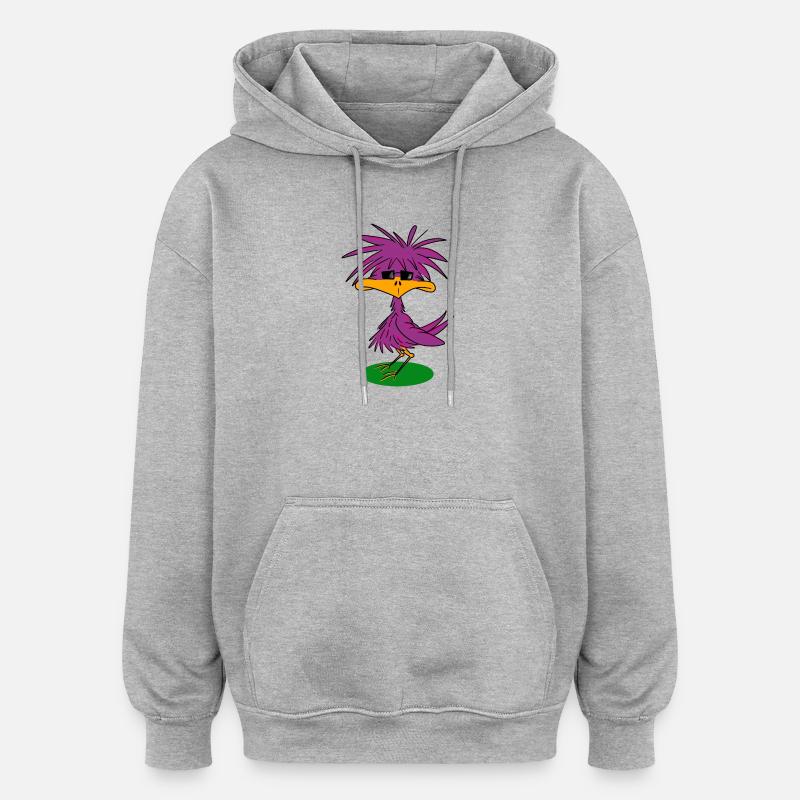 Oiseau funky - Sweat à capuche oversize unisexe - gris chiné