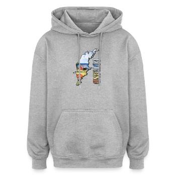 Aquarell Landkarte Gotland - Oversized Unisex Hoodie - Grau meliert - Vorne - Noah (186cm)