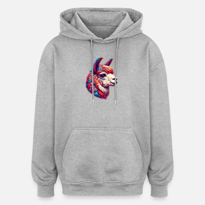 Alpaka - Oversized Unisex Hoodie - Grau meliert