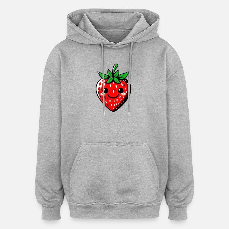 Erdbeeren Erdbeeren - Oversized Unisex Hoodie - Grau meliert