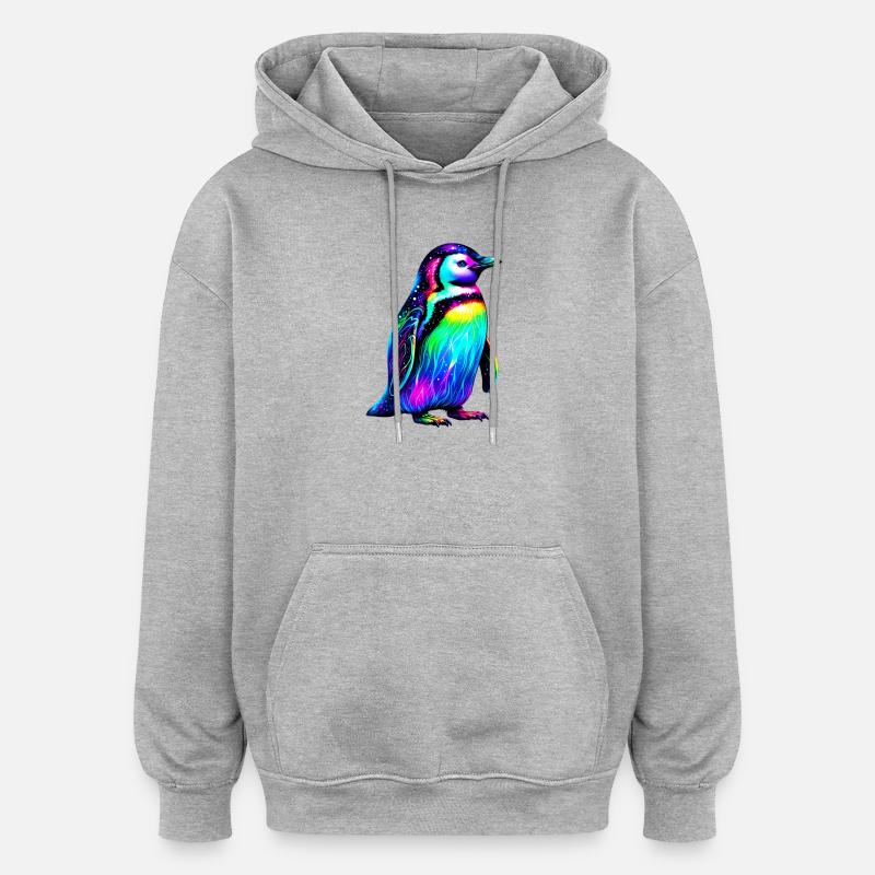 Pingouin - Sweat à capuche oversize unisexe - gris chiné