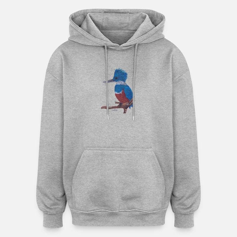En karismatisk isfugl. - Oversized unisex-hettegenser - gråmelert