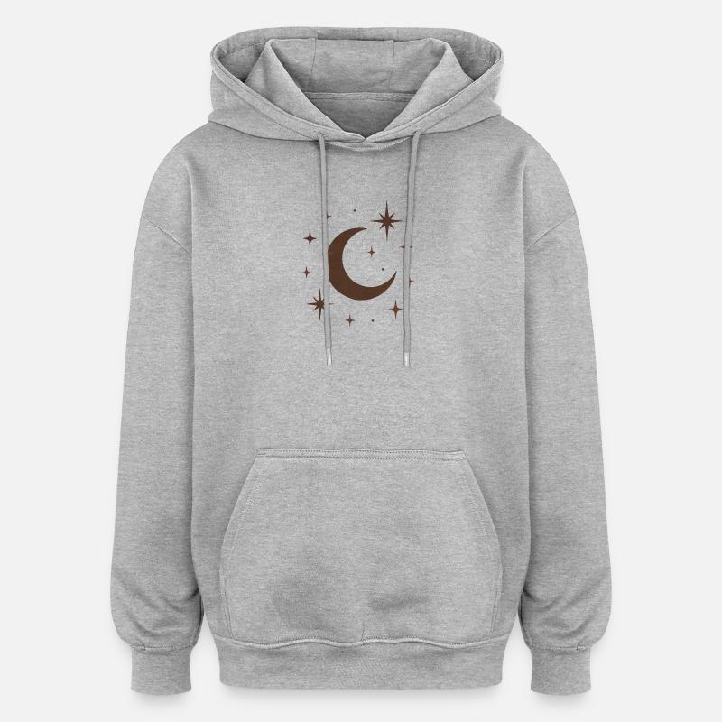 "Lune céleste" - Sweat à capuche oversize unisexe - gris chiné