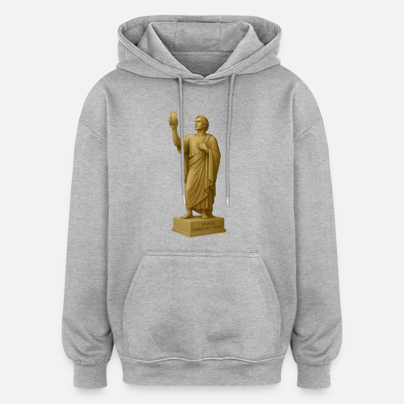 Statue de philosophe antique avec citation - Sweat à capuche oversize unisexe - gris chiné