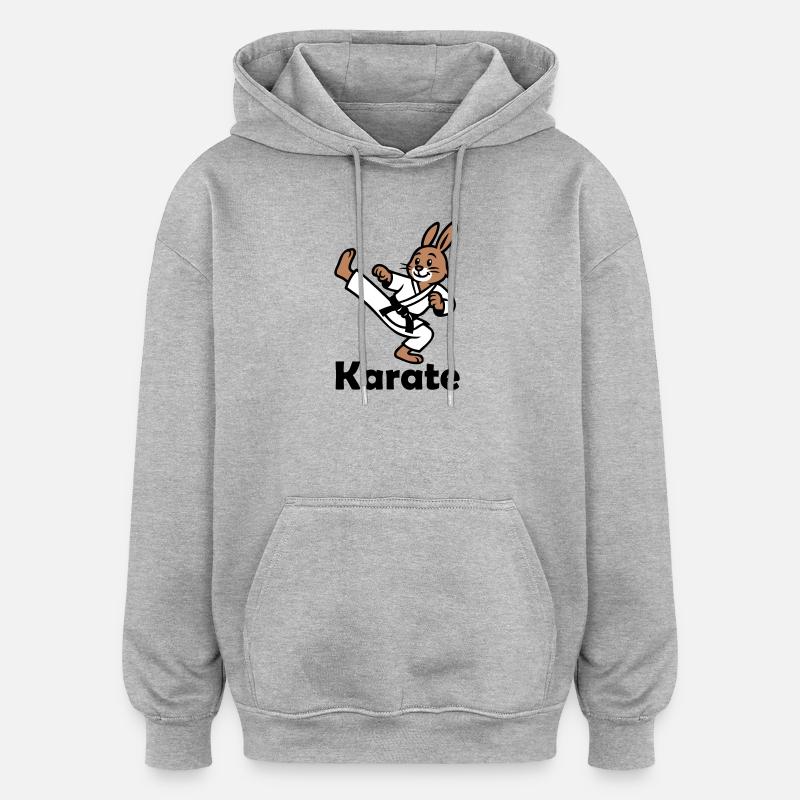 Karaté Lapin - Sweat à capuche oversize unisexe - gris chiné
