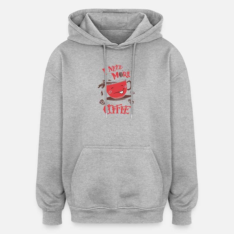 Plus de café s’il vous plaît - Sweat à capuche oversize unisexe - gris chiné