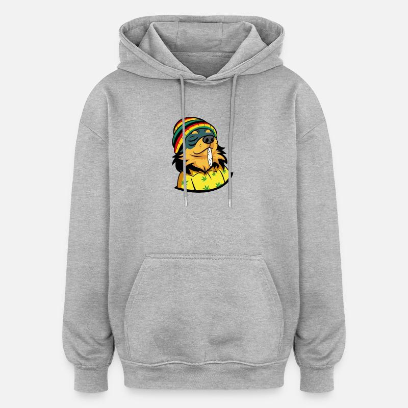 Chiot heureux - Sweat à capuche oversize unisexe - gris chiné