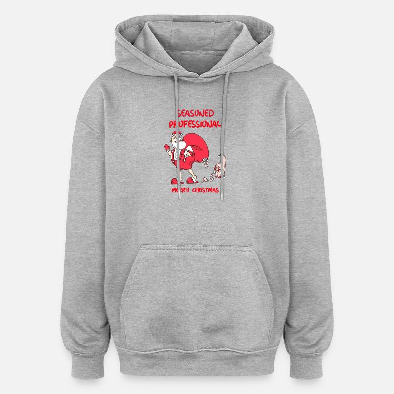 Design de Noël professionnel chevronné - Sweat à capuche oversize unisexe - gris chiné