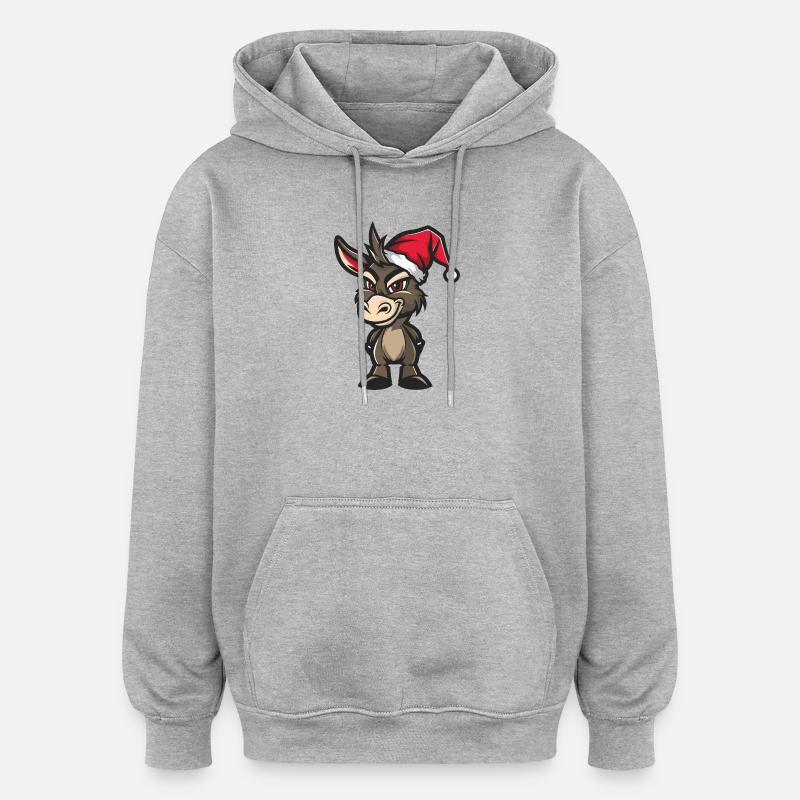Noël à dos d’âne - Sweat à capuche oversize unisexe - gris chiné