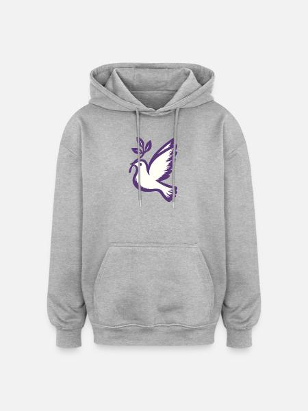 Purple Dove Emblem Olive Branch - Oversized Unisex Hoodie - heather grey