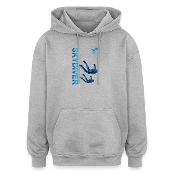 Fallschirmspringer Paragliding | Blauer Himmel Lebendige Farbe - Oversized Unisex Hoodie - Grau meliert - Vorne - Noah (186cm)
