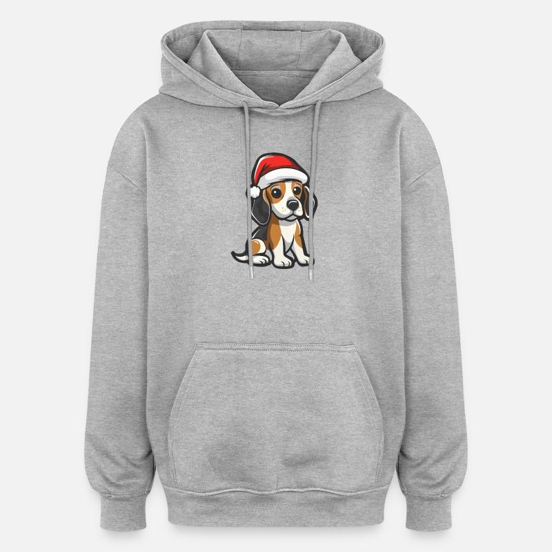 Beagle Chien Noël - Sweat à capuche oversize unisexe - gris chiné