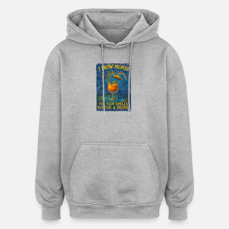 Rainy Morse Cocktail Art - Sweat à capuche oversize unisexe - gris chiné
