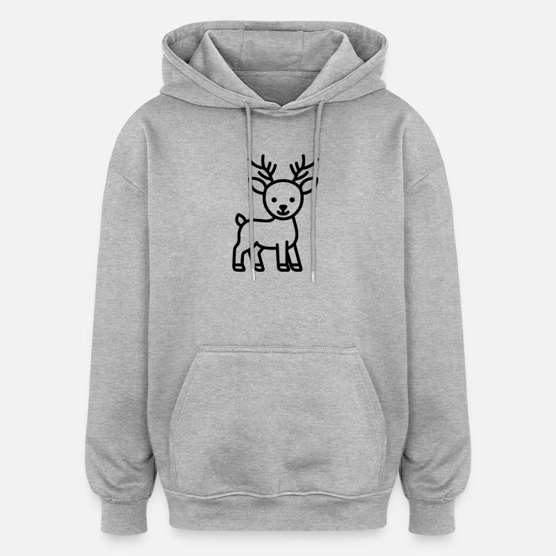 cerf - Sweat à capuche oversize unisexe - gris chiné